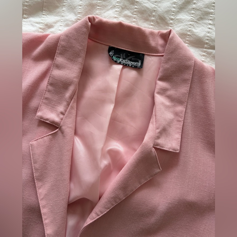 Charming Y2K Pink Women's Linen Blazer - Picture 2 of 5